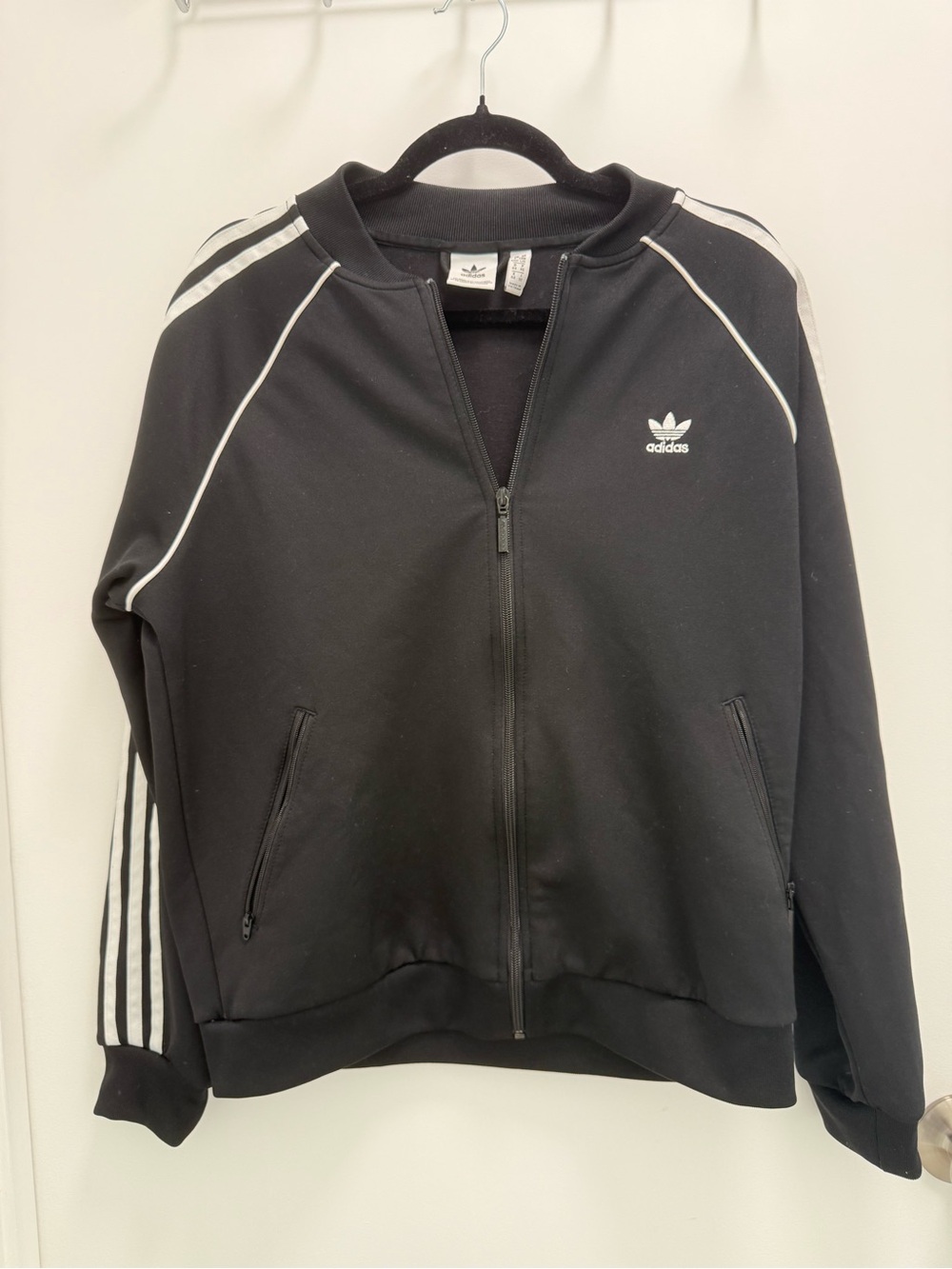 adidas Black Jacket with White Trefoil Logo